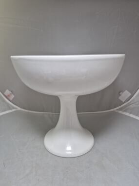 💥 RARE Banana Republic White Stoneware Large Pedestal Bowl Vase Made In Italy